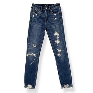 Abercrombie & Fitch Jeans Women 25/0R (ACTUAL 24x25.5) Blue Ripped Skinny Simone